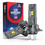 AOLEAD H7 LED Headlight Bulbs: 30000 Lumens 500% Super Brightness 6500K Cool White with 15000RPM Cooling Fan,1:1 Mini Size H7 Led Bulbs, Halogen Replacement,Plug and Play, Pack of 2