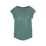 PUMA Women's Performance Cat T-Shirt, Cold Green Heather, Large