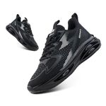 Hitmars Mens Running Shoes Trainers Sneakers Gym Shoes Sports Shoes Cushioned Wide Running Shoes Fashion Low Top Sneakers Mesh Black White 9 UK