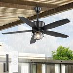 Fanbulous 52" Industrial Ceiling Fans with Lights and Remote Control,IP65 Waterproof Outdoor Ceiling Fan with 6-Speed DC Motor, Farmhouse Gazebo Fan for Porch Patios Pavilion