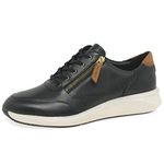 Clarks women's Un Rio Zip Sneaker, Black Black Leather, 5.5 UK (39 EU)