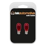 Tek Automotive 921 Red Brake Light Bulb, Fog, Tail Light Bulb, High Level Brake Light, Capless Car Light Bulbs 921R 12V 21W W2.1x9.5D - Twin Pack