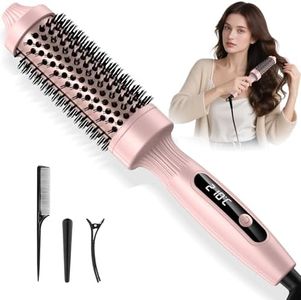 Thermal Brush, 4-in-1 lonic Heated Round Brush, 32mm Hot Curling with 11 Temperature Settings, Double PTC 30s Fast Heating, Volumizing Hair Styler for Smooth Shine, Soft Curls & Blowout Look (Not a Hair Dryer)