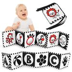 Vicloon Baby Soft Books, Black and White Baby Bath Cloth Book, High Contrast Foldable Soft Fabric Quiet Book, Touch and Feel Crinkle Cloth Books for Babies Infants Toddlers First Book