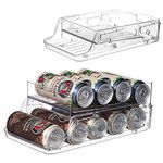 GLAMFORT Rolling Fridge Can Dispenser, Foldable Double-Layer Beer Can Holder Drink Organiser for Fridge Kitchen Cupboard Pantry Countertop, 500ML Beer Soda Pop Cans Storage