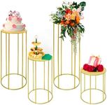 Leilifre Cylinder Stands for Party 33.5" Set of 4 Gold Metal Cake Stands for Party, Display Stand Plant Pedestal Table Bases Para Pasteles,Cilindros Para Fiestas Wedding Living Room Patio Decor Gold