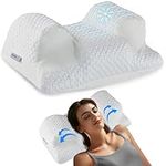 YourFacePillow- Back Sleeper Beauty Pillow, Cervical Neck Pillow, Patented Contour Memory Foam Pillow, Ergonomic Neck, Back and Shoulder Support. Back Sleeping Reduces Pressure on Skin - Cooling