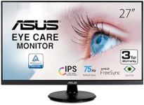 ASUS 27” 1080P Monitor (VA27DQ) - Full HD, IPS, 75Hz, Speakers, Adaptive-sync/FreeSync™, Low Blue Light, Flicker Free, VESA Mountable, Frameless, HDMI, VGA, DisplayPort, Tilt Adjustable, BLACK