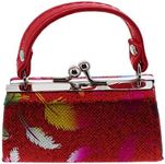 Glitter Lipstick Case with Colorful Leaves and Handle - Red