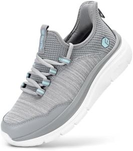 FitVille Women's Wide Fit Running Shoes, Comfortable Walking Shoes - Breathable & Cushioned Slip On Shoes for Flat Feet Plantar Fasciitis
