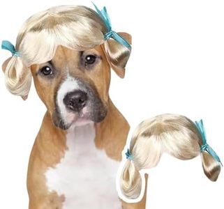 MENGYUEXUAN Pet Wig for Dogs & Cats - Realistic Simulated Hair Costume Wig with Adjustable Fit | Halloween, Cosplay, Photo Shoot Accessory for Small, Medium & Large Pets (C)