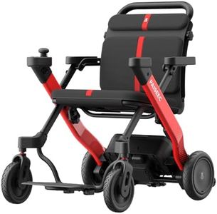 Foldable Electric Wheelchair for Adults & Seniors, Motorized Wheelchair & Rollator Walker Combo with Height-Adjustable Handles, Airline Approved, Travel Size, 18 Miles Range, Power Wheelchair, Red