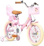 Bixike Girls Bike 14 16 18 Inch with Basket and Training Wheels for 3-14 Years Old Kids, 20 24 26 Inch with Kickstand and Rear Rack for Youth Over 10 Years Old, Princess Style Bicycle with Doll Seat