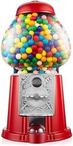 Olde Midway 15" Gumball Machine with Glass Globe and Metal Base - Red, Vintage-Style Bubble Gum Candy Dispenser