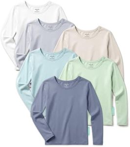 PurComfy Toddler T-Shirts, Bamboo Viscose Toddler Long Sleeve Shirt 6-Pack, Soft Solid Basic Tops for Boys Girls, 8Y