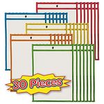 Charles Leonard Dry Erase Pockets, 9" x 12", Assorted Colors, Set of 30 (29030)