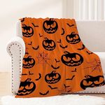 Neatee Living Halloween Throw Blanket Orange Pumpkin Throw Blanket for Teens Girls Boys Lightweight Fuzzy Cozy Soft Plush Blankets and Throws Couch Sofa Bed Outdoor Decorative Print Blanket 50x60