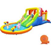 Umbalir InfIatable Bonuce House with Dual High Slides & Large Splash Pool, Water Park with Ultra-Wide Climbing Wall, 2 Water Cannons & Surprise Water Sprayers for 3-10 yr Kids Indoor Outdoor