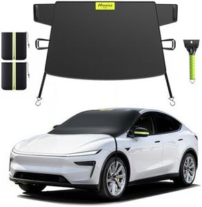 Nmoiss Windshield Snow Cover for Ice & Snow Frost Tesla Model Y/Model 3 — Tailored 3-in-1 Frost & Ice Shield with Mirror Covers & Ice Scraper, Waterproof 600D Oxford + Windproof Design Large Size