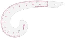 KEARING 12inch Plastic Comma Shape French Curve Ruler for Pattern Making, Sandwich Line Scale, Vary Form Curve Ruler for Sewing, Clear Muti Function Sewing Ruler for Fashion Design