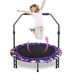 36'' Kids Trampoline Mini Trampoline Indoor & Outdoor Rebounder Trampoline with Adjustable Handle and Safety Padded Cover Foldable for Kids Toddler Play & Exercise