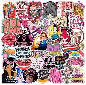 50Pcs Inspirational Feminist Stickers Women's Libbers Equal Rights for Fearless Female,Girl Power Stickers Liberal Feminism Stickers Water Bottle Waterproof Vinyl Laptop Luggage Stickers for Women