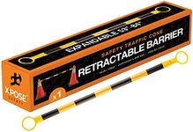 Retractable Barrier for Safety Traffic Cones - 2" OD - Large Yellow and Black Bar Barricade - for Road Construction, Parking, Warning, Temporary Security Divider