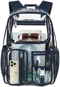 Cusangel Clear Blue Backpack for School, Heavy Duty Backpack for Men,transparent BookBag,16inch TPU Large Capacity See Through plastic bag for Sport Events,Travel,Work