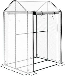 Outsunny Foliengewächshaus, Gewächshaus mit Doppeltür, Treibhaus, Winddichtes Tomatenhaus für Garten, Weiß, 100 x 80 x 150 cm