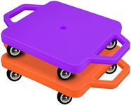 2 Pcs Sports Scooter Board with Handles Sitting Scooter Board Colored Plastic Casters Sport Floor Scooter Board Children Gym Indoor Outdoor Activities Play Equipment (Orange,Purple)