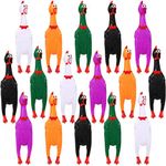 Sratte 16 Pack Screaming Chicken Toys Bulk Squeaky Rubber Chicken Large Squeaking Chicken Toys for Pet Chew Gifts Prank Novelty Toy(Multicolor,12 Inch)