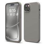 elago Compatible with iPhone 15 Plus Case, Liquid Silicone Case, Full Body Protective Cover, Shockproof, Slim Phone Case, Anti-Scratch Soft Microfiber Lining, 6.7 inch (Medium Grey)