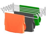 MaiHongda Wall Mounted Laundry Clothes Drying Rack Clothing Retractable Accordion Wall Hanger Collapsible Hanging Towel Holder for Laundry Bathroom(24" Standard Length)