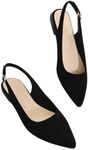 Floerns Women's Pointed Toe Slingback Flat Faux Suede Dress Flat Slip on Flat Black 6