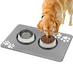 Dricar Dog Food Mat, Non Slip Super Water Absorbent Quick Dry Dog Bowl Mat, Easy to Clean Dog Cat Feeding Mat for Floors (Light Grey)