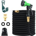 GRANDMA SHARK Upgraded Expandable Garden Hose with 8 Modes Water Spray Gun, Durable 3450D Weave and Solid Brass Connectors, Garden Hose Reel,No-Kink Flexible Magic Water Pipe(100ft/30m)