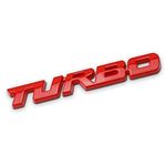 Automaze Self Adhesive Turbo Metal Sticker Logo Badge 3D Emblem Car Sticker, 12.8 X 1.8cm (Red)