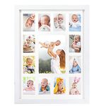 FramePro My First Year Picture Frame, Baby's First Twelve Months Photo Collage and Gender Neutral Keepsake, Ideal for Baby Shower, New Mom Gift and Nursery Decort, Displays One 5x7 Photo and Twelve