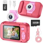 ARNSSIEN Kids Camera, Toddlers Digital Toy Camera with 180° Flip Lens, 2.4 Inch IPS Screen, Birthday Festival Present for 3 4 5 6 7 8 9 10 11 12 Year Old Girls & Boys, X101(Rose Red)