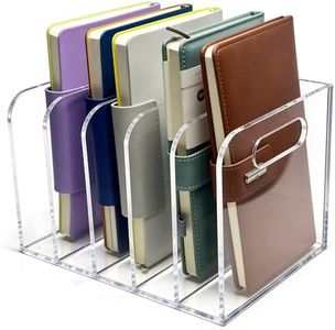 AIDIMOO Acrylic Magazine File Holder, 5 Vertical Compartments Desk Document Sorter Organizer, Clear Folder Rack Binder for Office/Documents/Classroom, for Home, Tablet, Magazines, Books & Accessories
