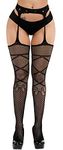 Xs and Os Women Fishnet Suspender Stretchy Stockings (Black 5, Free Size)