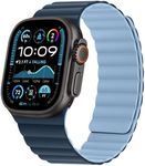 HITZEE Compatible with Apple Watch Strap 49/46/45/44/42/41/40/38mm, Soft Silicone Magnetic Band Compatible for iWatch Ultra 2 Series 10 9 8 7 SE 6 5 4 3 2 1 (42/44/45/46/49mm, Dark Blue/Sky Blue)