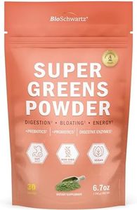 Super Greens Powder Superfood - Greens Powder with Probiotics Prebiotics Digestive Enzymes and 43 Green Superfoods - Chlorophyll Bilberry Chlorella Spirulina Grass - Tastes Amazing - 30 Servings