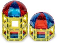Playmags 28 Piece Magnetic Tiles Dome Set - Stronger Magnets STEM Toys - Super Durable Magnetic Blocks Set For Kids - Vivid Clear Color Magnetic Tiles Set For Kids