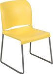 Flash Furniture HERCULES Series 880 lb. Capacity Yellow Full Back Contoured Stack Chair with Gray Powder Coated Sled Base