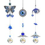 YU FENG 3pcs Evil Eye Suncatchers with Crystal Prism Balls Window Hanging Decoration Ornament Sun Catchers Rainbow Maker Pendant