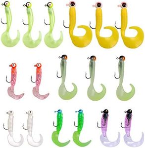 Crappie Lures Jig Heads Kit, Tube Bait Crappie Jig Panfish Kit Crappie Bait Soft Plastic Worms Fishing Lures Kit Mini Jigs for Trout Saltwater Freshwater (17pcs Kit)