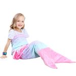 VHOME Children's Mermaid Blanket Gifts - Warm Living Room Sofa Blanket Children Cuddly Blanket for Christmas Birthday Gift (K1-Pink, Children 120 cm x 48 cm)