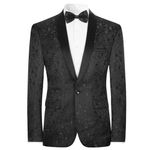 Allthemen Men's Casual Blazer Slim Fit Paisley Floral Jacquard Suit Jackets Stylish Coats Chic Jackets, Black, M