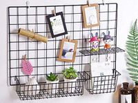 Pikify DIY clip holder Steel Grid Photo Frame for Wall,Multi Functional Creative Mesh, Made in India, Black, 85 X 55 CM